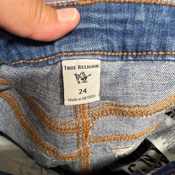 True Religion Womens High Rise Straight Distressed Medium Wash Jean Size 24 - Picture 5 of 8